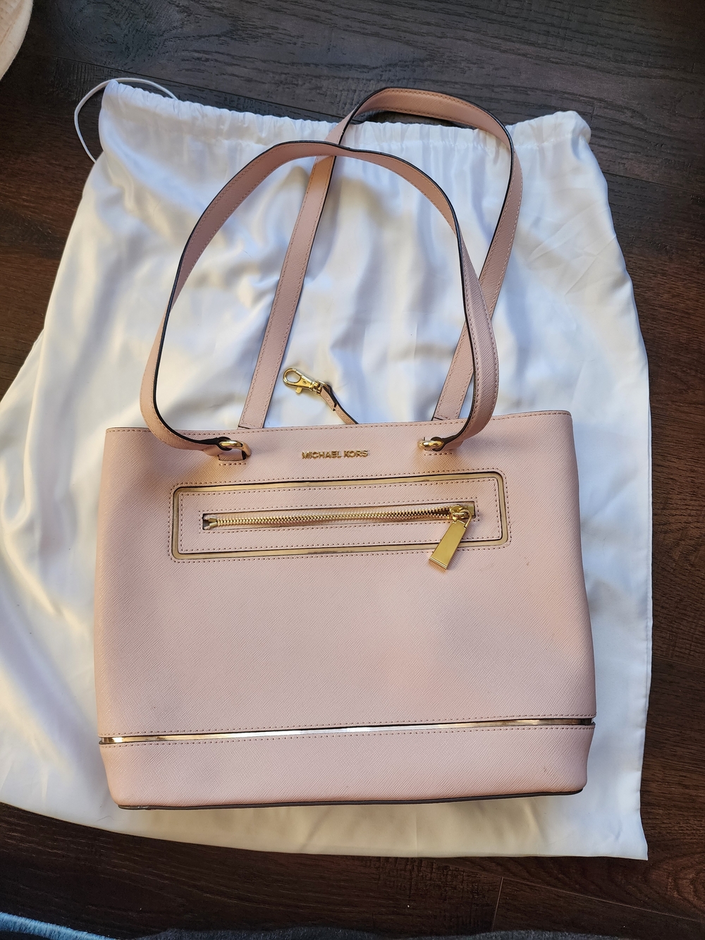 Michael Kors Blush Saffiano Leather Tote with Gold Hardware